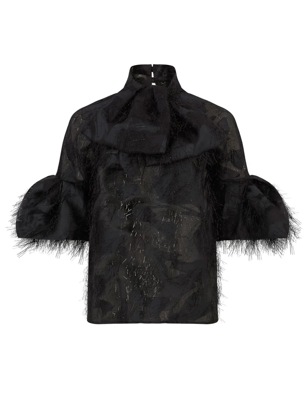 Puff-Sleeve Lavaliere Blouse