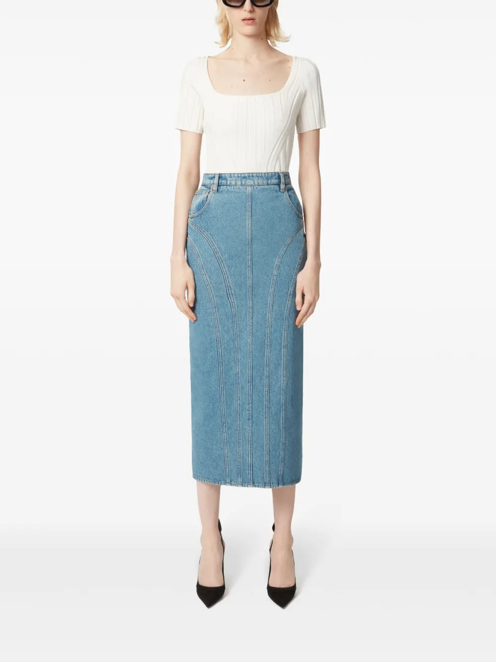 Panelled Denim Skirt