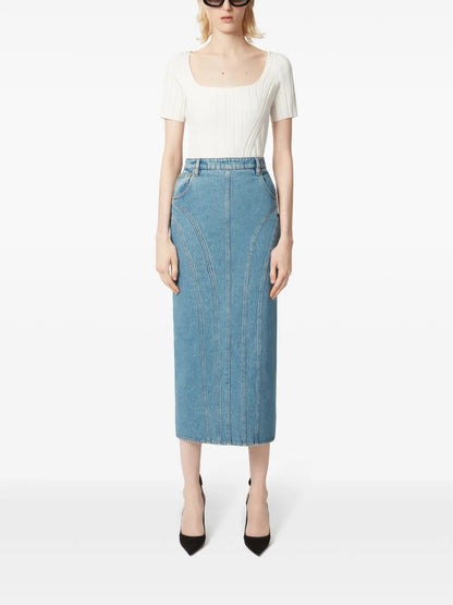 Panelled Denim Skirt