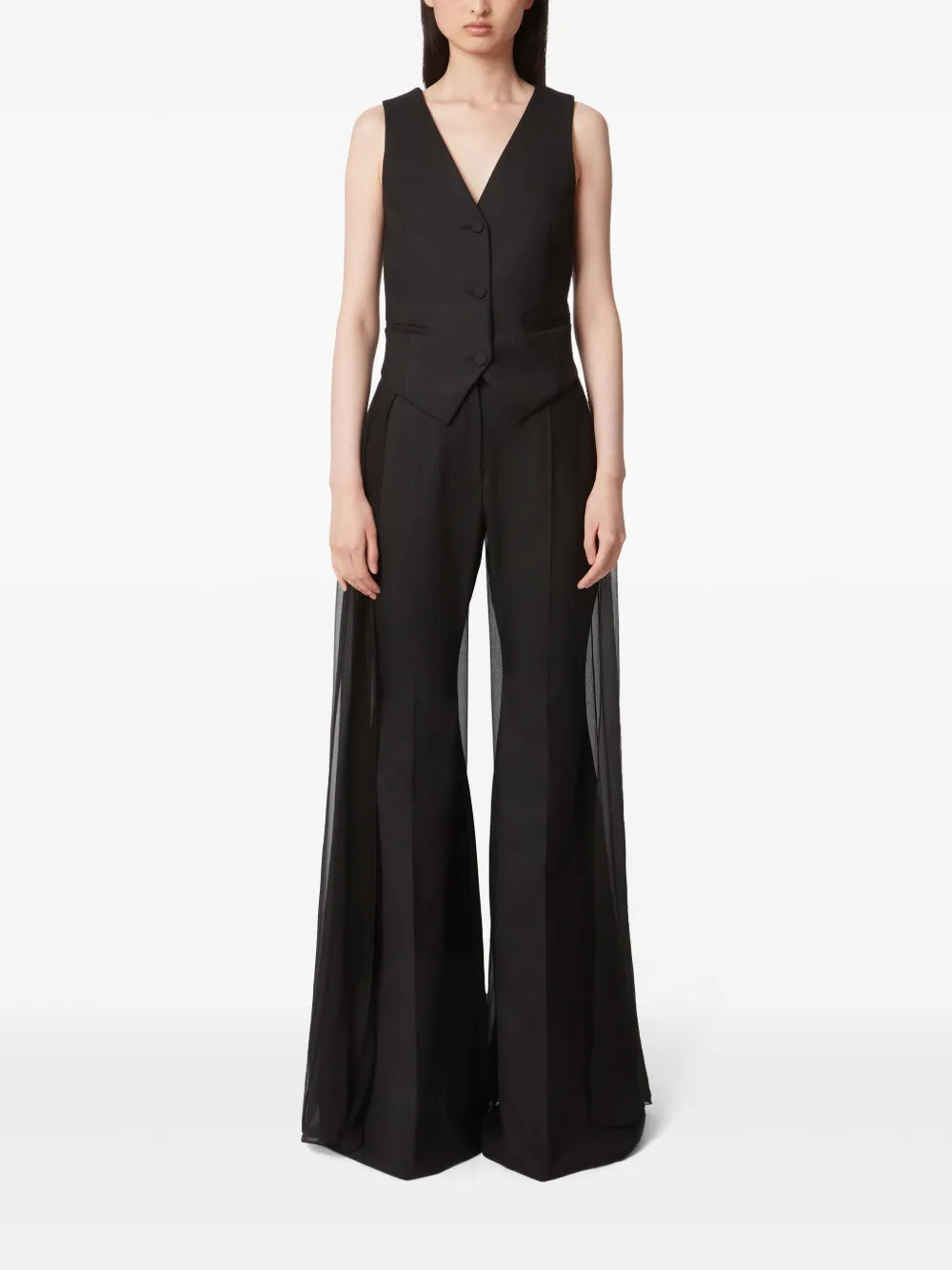 Wool Gabardine Flared Trousers