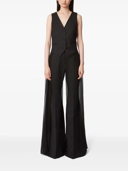 Wool Gabardine Flared Trousers