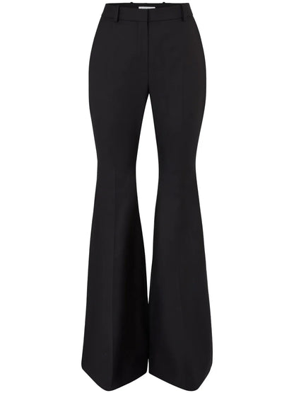 Wool Gabardine Flared Trousers