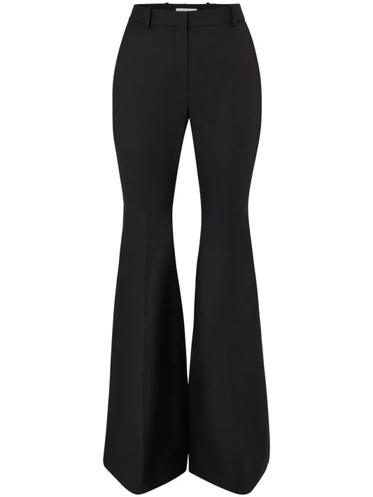 Wool Gabardine Flared Trousers
