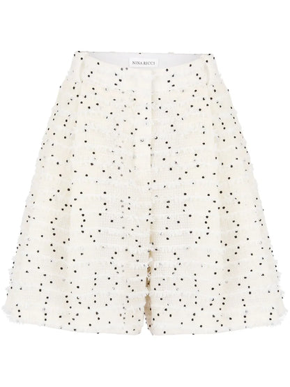 Pleated Tweed Shorts