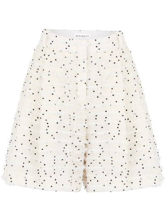 Pleated Tweed Shorts