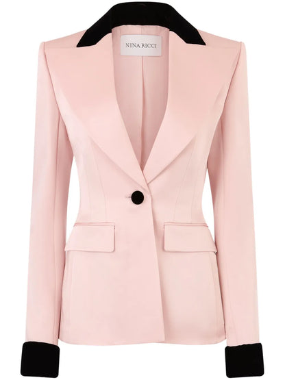 Contrasting-Trim Blazer
