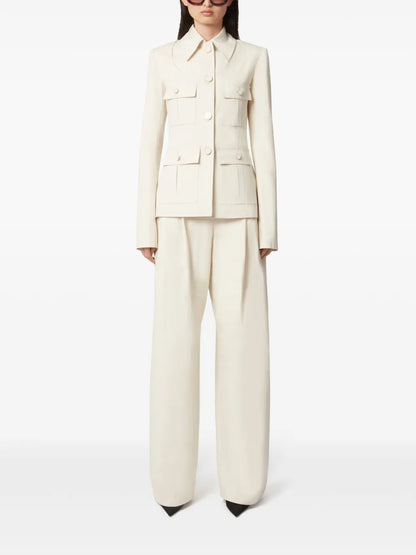 Pleat-Detail Wide-Leg Trousers