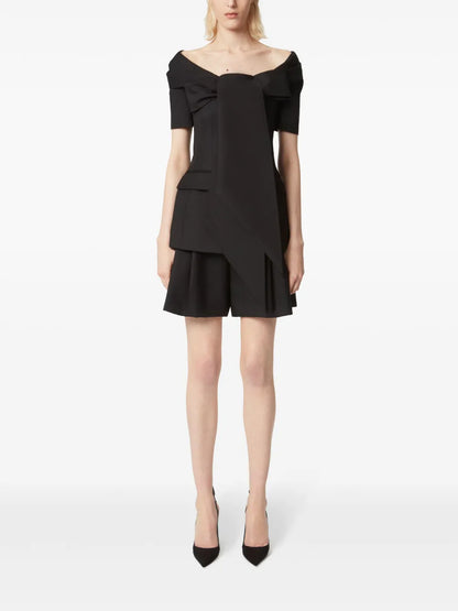 Pleat-Detail Wide-Leg Wool Shorts