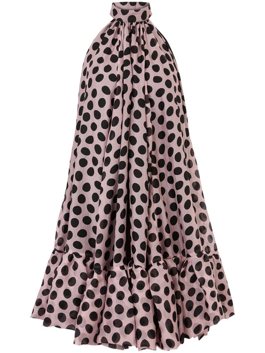 Peplum-Hem Halterneck Mini Dress