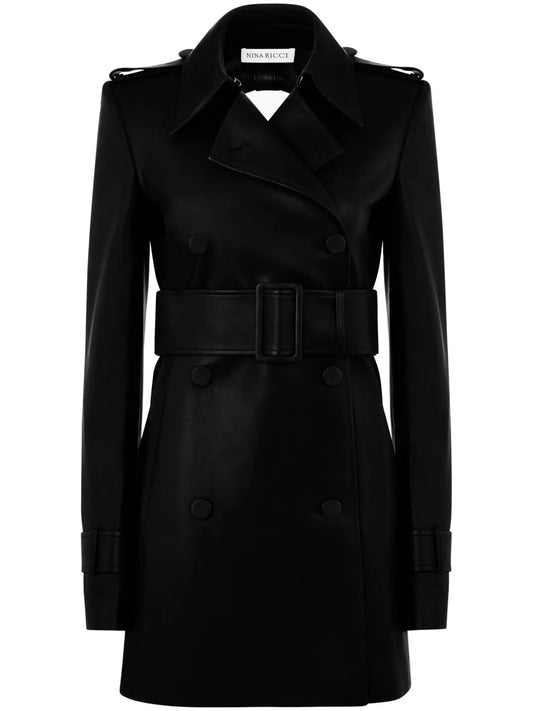 Halter Leather Trench Coat