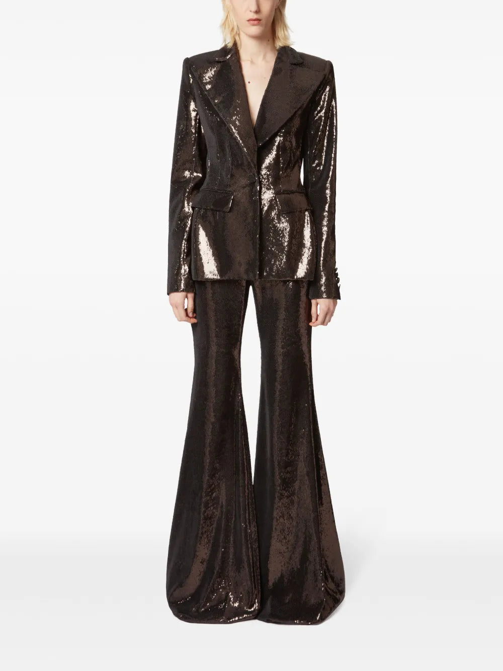 Sequin-Embellished Flared Trousers