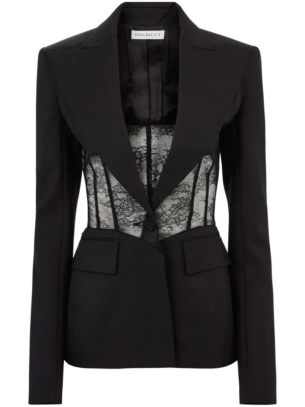 Lace-Panel Blazer