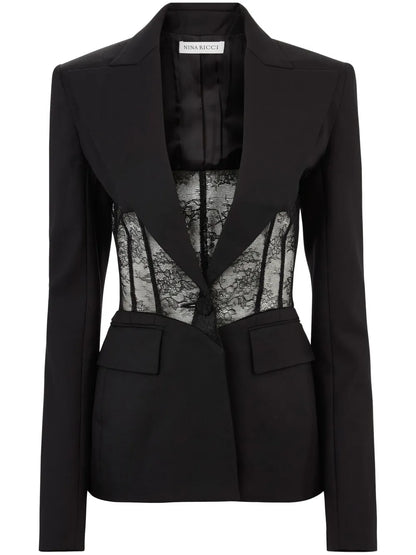 Lace-Panel Blazer