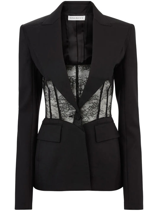 Lace-Panel Blazer