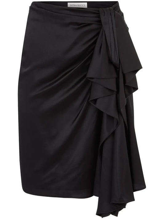 Asymmetric Bow-Detail Skirt