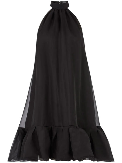 Peplum-Hem Halterneck Mini Dress