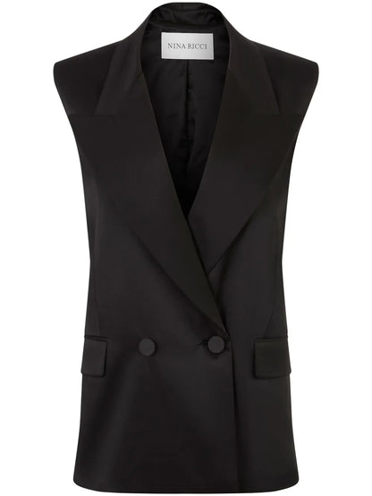 Double-Breasted Satin Blazer