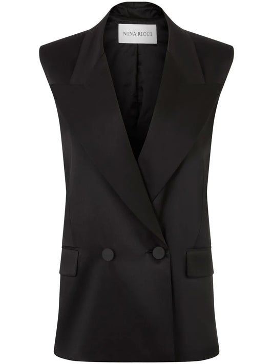 Double-Breasted Satin Blazer