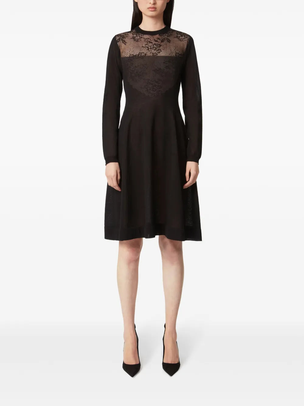 Lace-Detailing Midi Dress