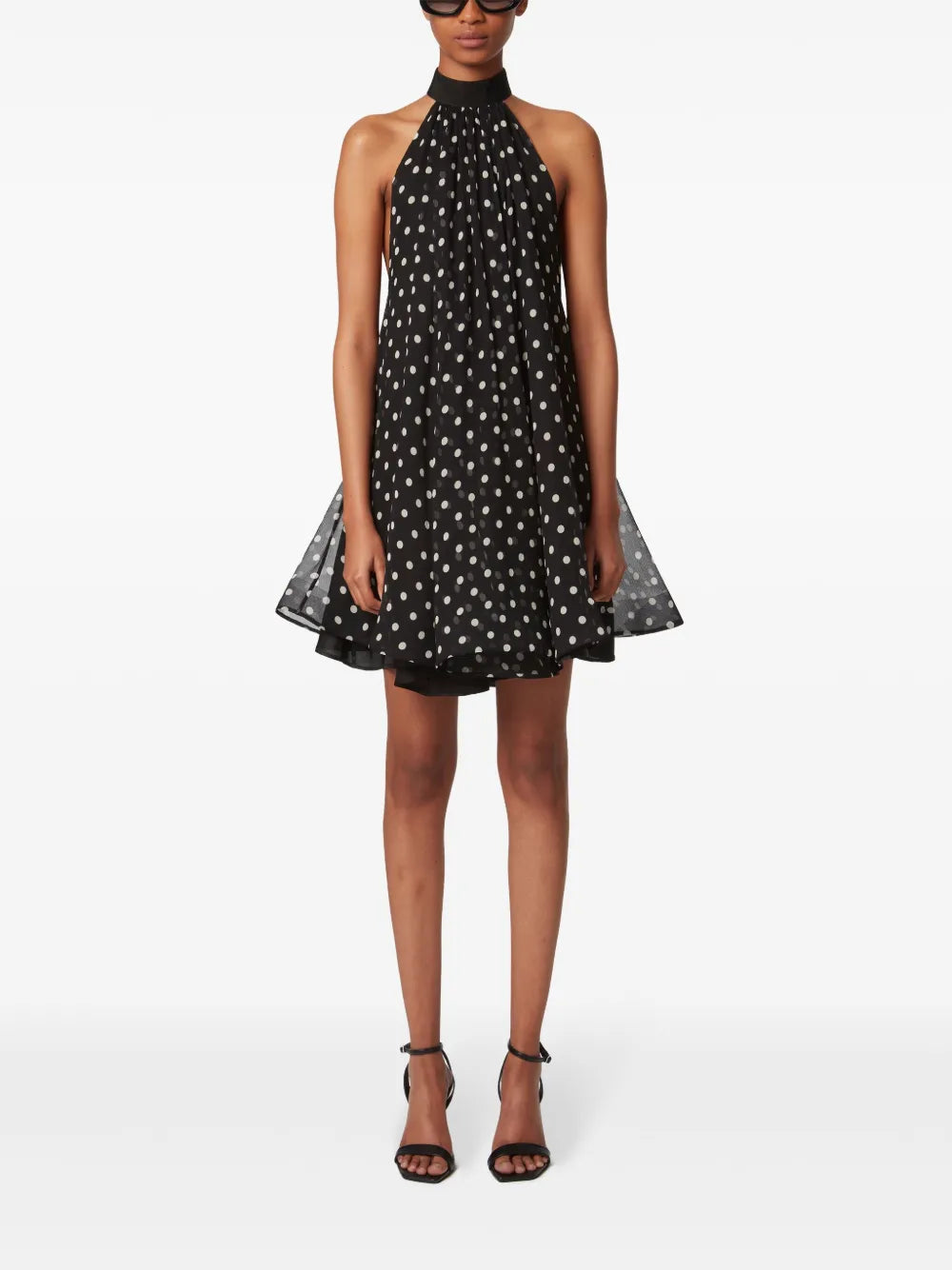 Peplum-Hem Halterneck Mini Dress