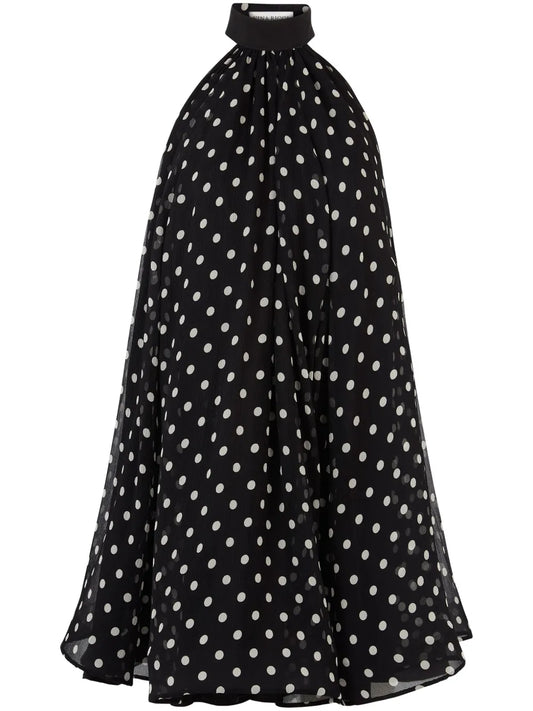 Peplum-Hem Halterneck Mini Dress