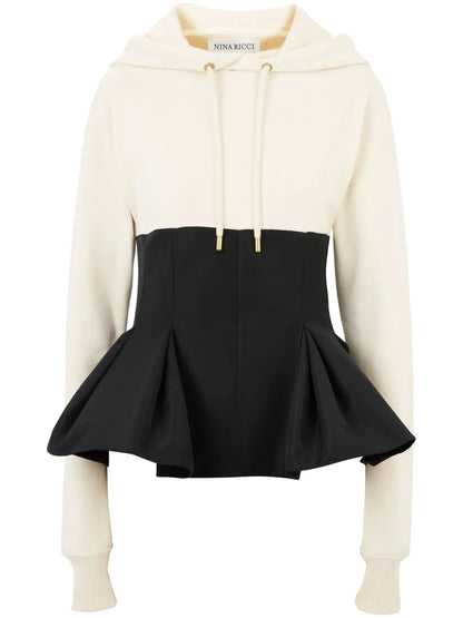 Contrasting-Peplum Hoodie
