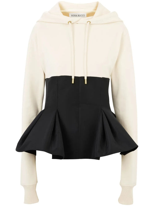 Contrasting-Peplum Hoodie