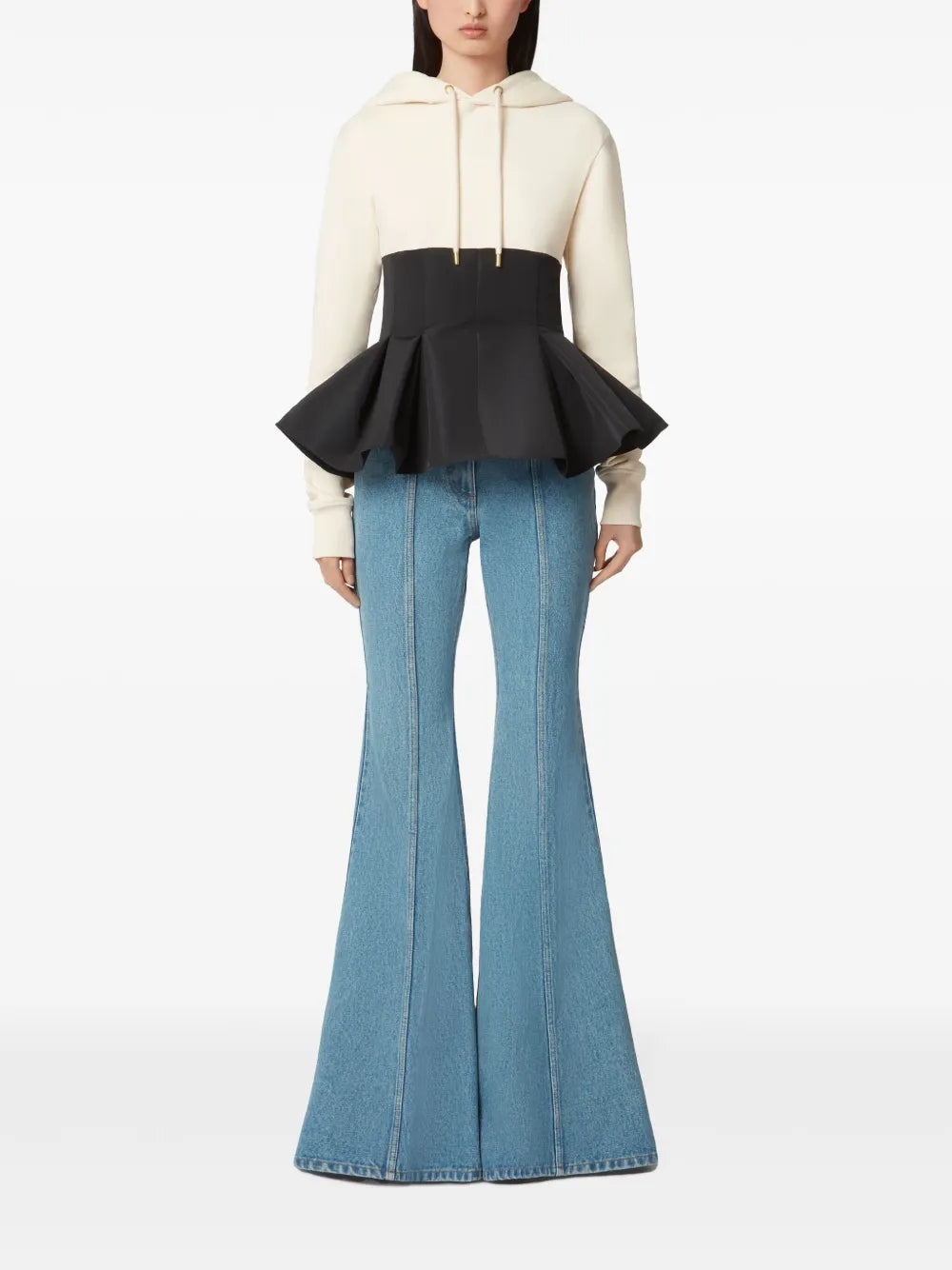 Contrasting-Peplum Hoodie