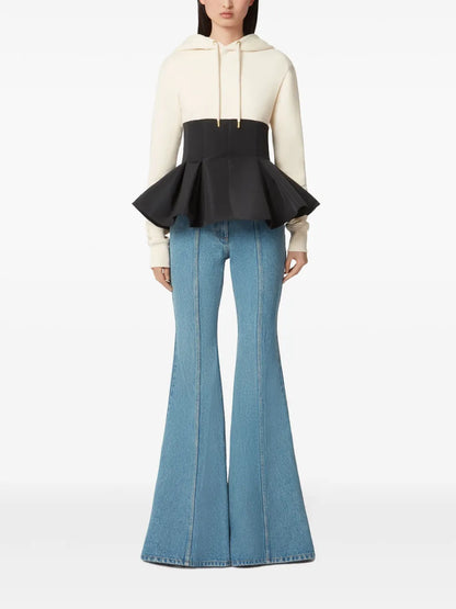 Contrasting-Peplum Hoodie