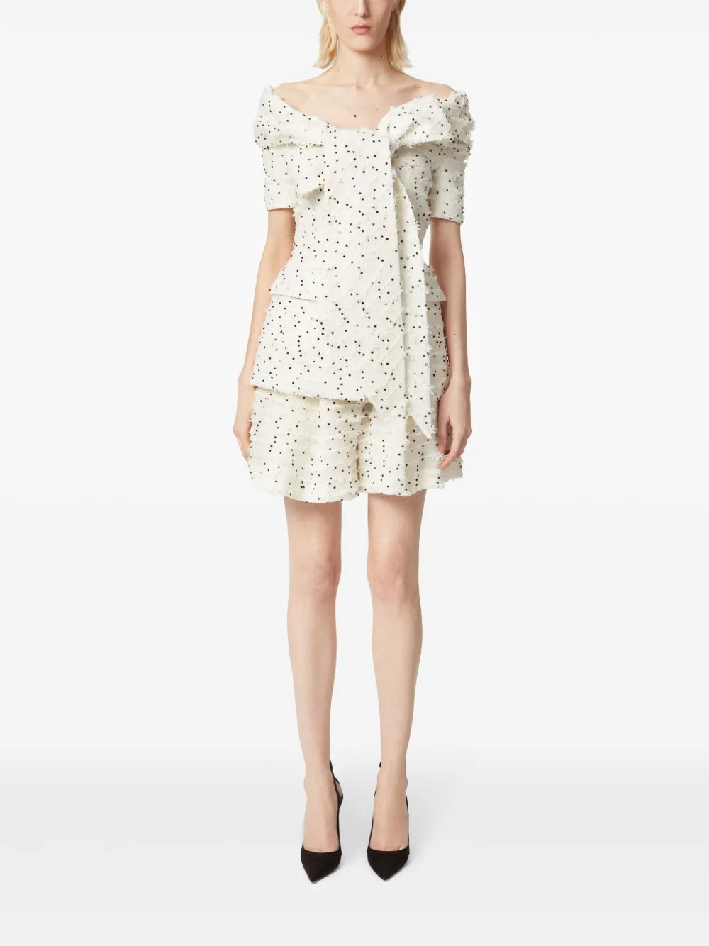 Off-Shoulder Tweed Jacket