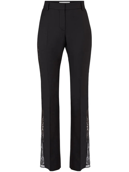 Lace-Detail Straight-Leg Trousers