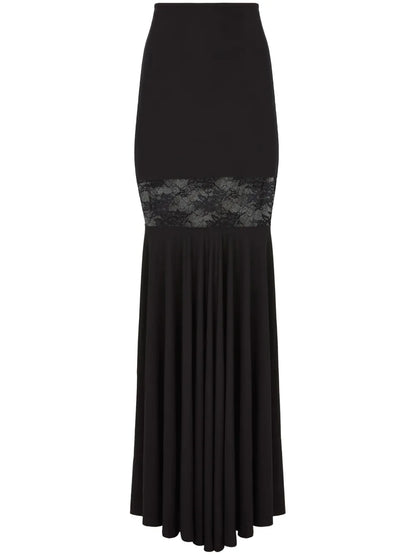Lace-Panel Maxi Skirt