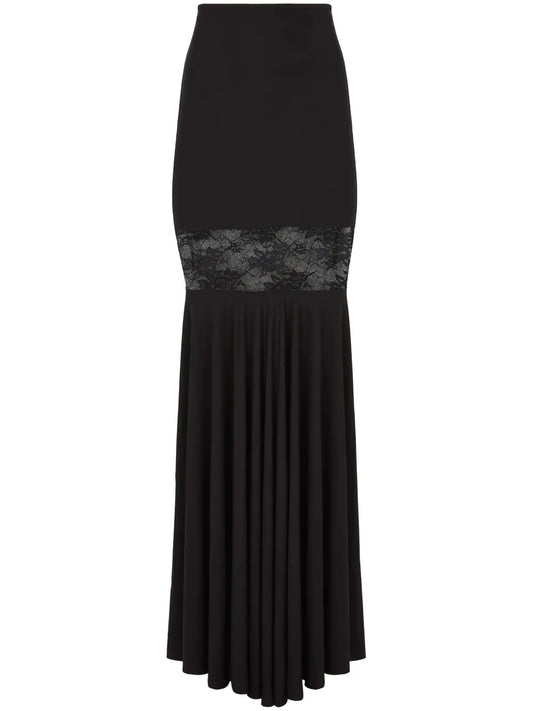 Lace-Panel Maxi Skirt