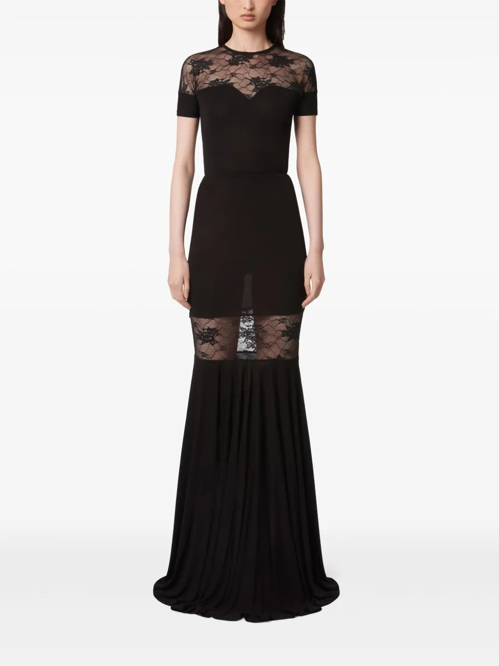 Lace-Panel Maxi Skirt