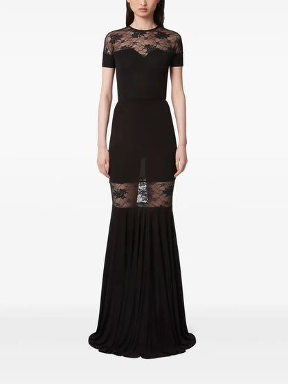 Lace-Panel Maxi Skirt
