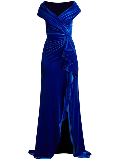 Alvarez Velvet Waterfall Drape Gown