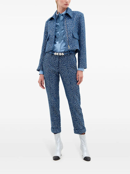 Sequin-Embellished Straight Trousers