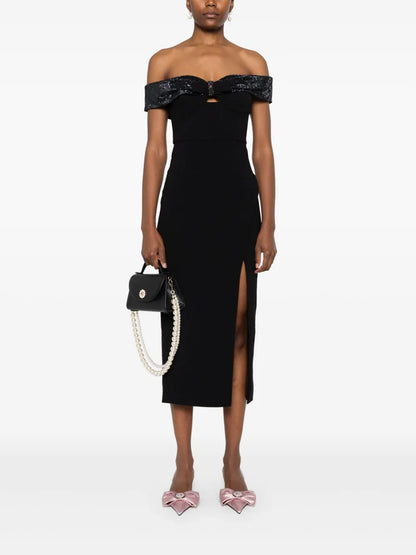 Crepe Bow Midi Dress