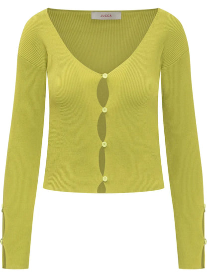 Fine-Ribbed Cardigan