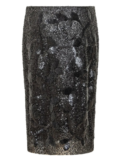 Sequin-Embellished Midi Skirt