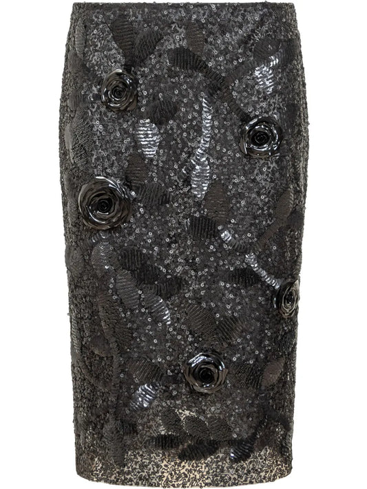 Sequin-Embellished Midi Skirt