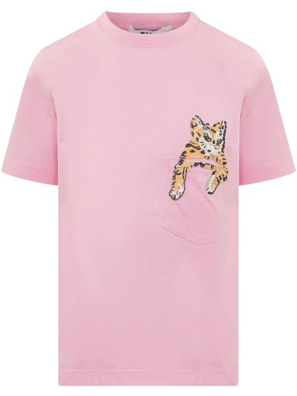 Cat-Embroidered T-Shirt
