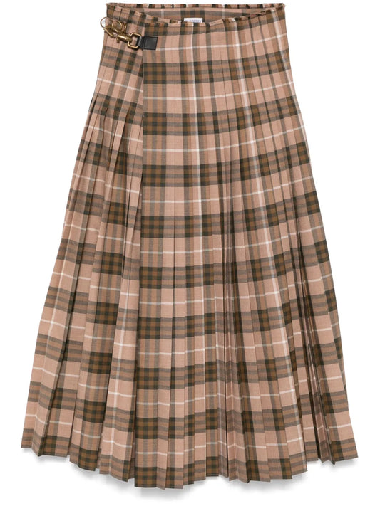 Vintage Check-Pattern Maxi Skirt