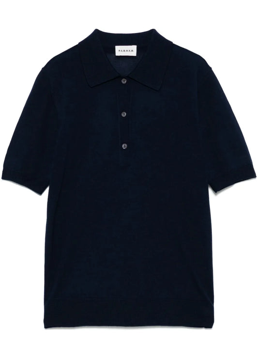 Fine-Knit Polo Top