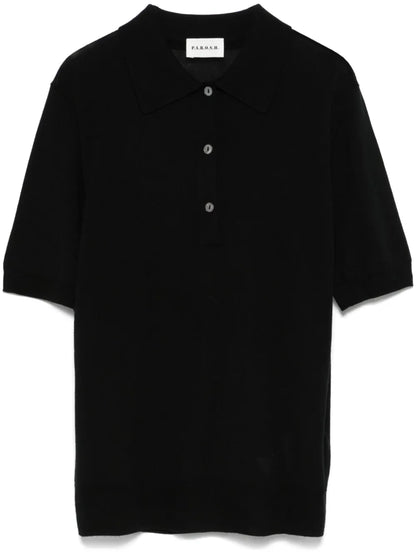 Fine-Knit Polo Top