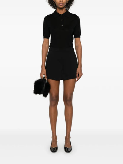 Fine-Knit Polo Top