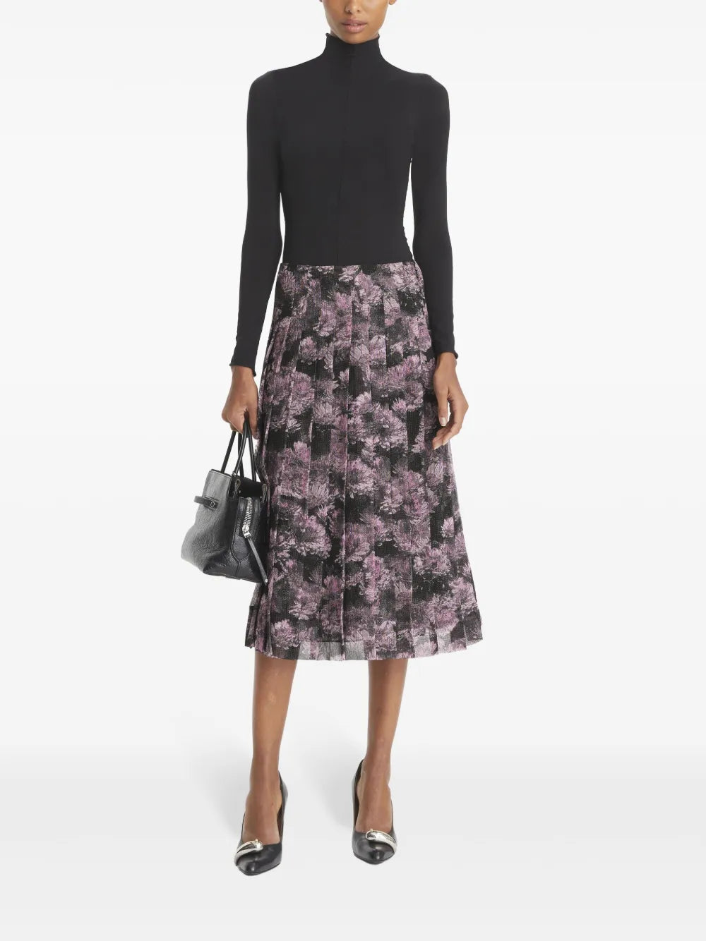 Printed Pleated Midi Skirt