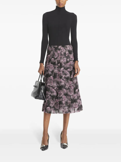 Printed Pleated Midi Skirt