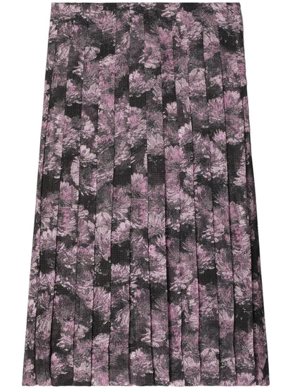 Printed Pleated Midi Skirt
