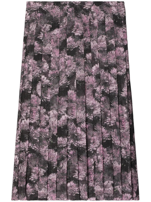 Printed Pleated Midi Skirt